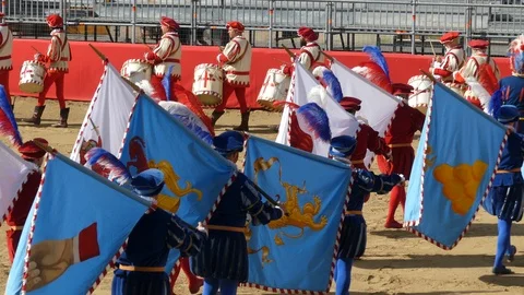Florence Renaissance Guild's Flags Video stock 112872815
