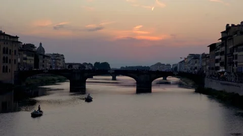 Florence river view at sunset Stock Footage 161222935