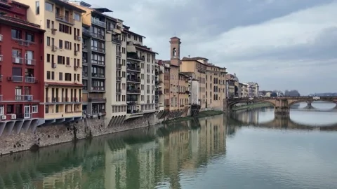 Florence Riverfront Architecture and Bridge. (47 chars) Stock Footage 330196834