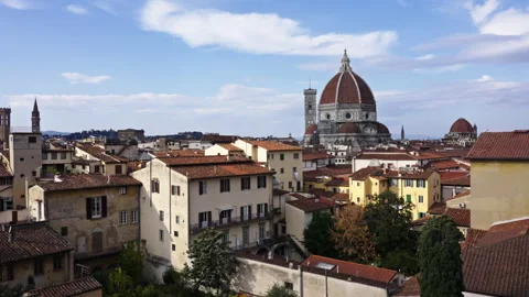 Florence Rooftops and Duomo Under a Bright Blue Sky Stock Footage 255415562