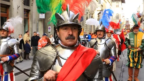 Florence, Scoppio del Carro,  on Easter Sunday. Stock Footage 119008640