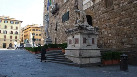 Florence, the Signoria square. Stock Footage 147333376