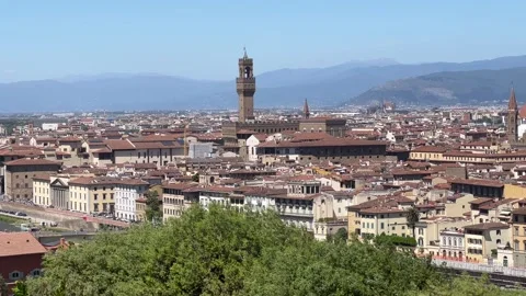 Florence skyline panoramic view of city, Tuscany, Italy Stock Footage 340030082