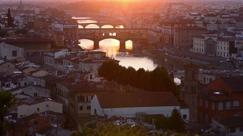 Florence skyline summer sunset view Video stock 94897472