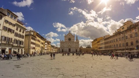 Florence Square Holy Cross Stock Footage 73952139