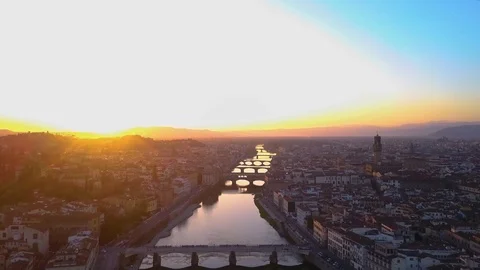 Florence Sunset Drone Aerial 動画素材 91654889