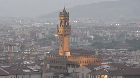 Florence, sunset of Palazzo Vecchio Video stock 78574766