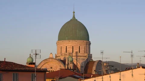 Florence synagogue view at sunset / golden hour, 4K, DNxHR Stock Footage 156541102