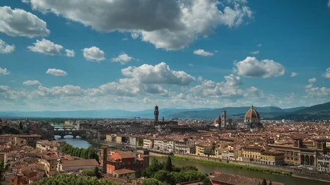 Florence Time Lapse 4K A view of Florence, Tuscany Italy from Ponte Vecchio to P Stock Footage 76039131