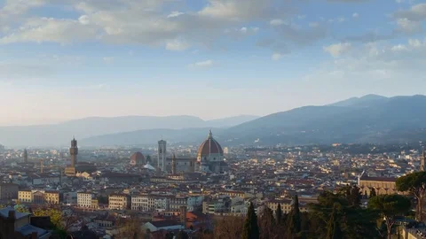 Florence, Time lapse of clouds moving over Florence, Italy. Stock Footage 74333337