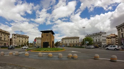 Florence, traffic in piazza Beccaria Stock Footage 74822224