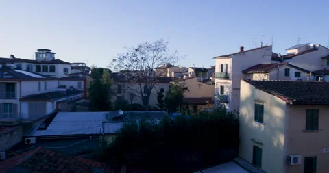 Florence Tuscany Rooftops Under Clear Blue Sky, Italy Residential Cityscape Video stock 329766693