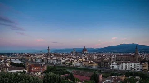 Florence View Night to Day Timelapse Stock Footage 69006277