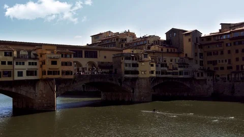 Florence, view of the Ponte Vecchio 스톡 동영상 74105834