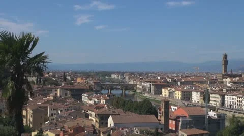 Florence.Aerial View.Arno River.  The Ponte Vecchio Stock-Footage 12531709