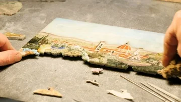 A Florence's view on a tiny mosaic Stock Footage 86009725