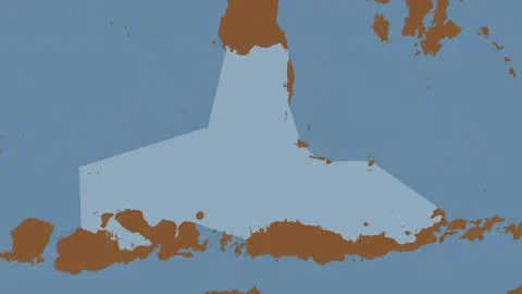 Flores Sea highlighted on a tiled pattern colored map Stock Illustration