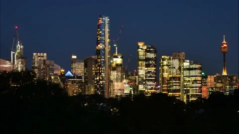 Florescent city time lapse Sydney 4K Stock Footage 166372829