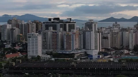 Florianopolis downtown aerial view Stock Footage 309423070