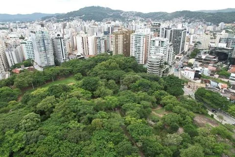 Florianopolis view with Parque da Luz Park at foreground Florianopolis vie... Stock Photos