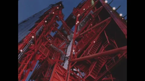 FLORIDA - 1966 - Low angle view of the Apollo 2 launch complex as a mobile Stock Footage 327753081