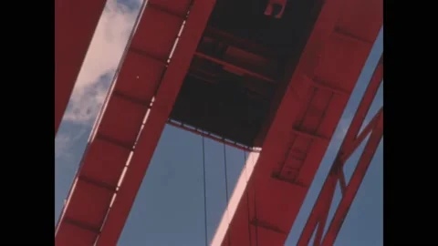FLORIDA - 1966 - Various angles of the Saturn IB launch vehicle getting picked Stock Footage 330603963