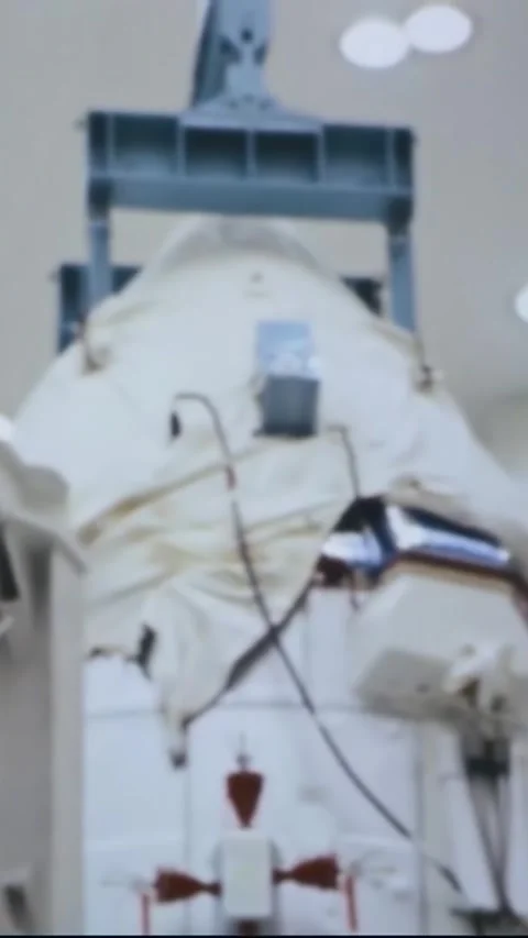 FLORIDA - 1967 - A NASA engineer helps guide a command service module from a Stock Footage 342654630