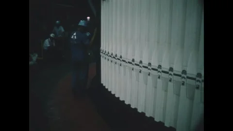 FLORIDA - 1969 - Apollo 13's S-II stage is lowered to the floor of the Kennedy Stock Footage 340652465