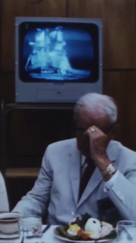 FLORIDA - 1969 - Attendees of a VIP luncheon talk together after a Project Stock Footage 342656201
