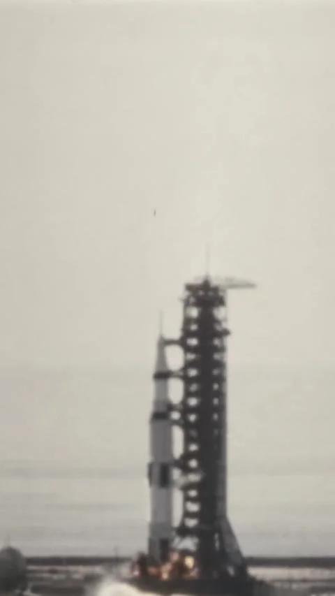 FLORIDA - 1969 - Distant view of Apollo 11 being launched from the Kennedy Space Stock Footage 340321079