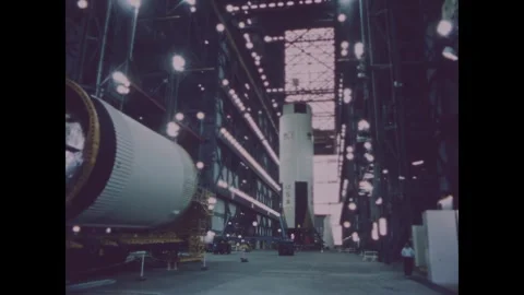 FLORIDA - 1969 - Various angles of the Apollo 13's S-IC stage and its engines as Stock Footage 340652448