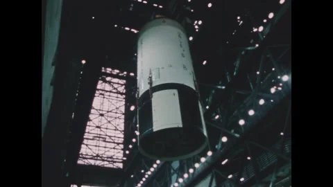 FLORIDA - 1969 - Various angles of Apollo 13's S-II stage and its crane as the Stock Footage 340652505