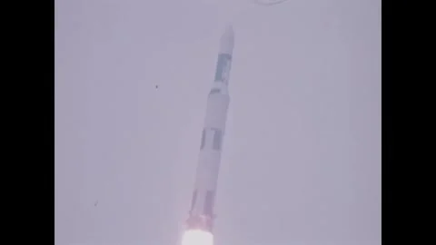 FLORIDA - 1973 - Skylab 1 is tracked through the clouds over the Kennedy Space Stock Footage 340651770