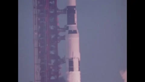 FLORIDA - 1973 - Very close-up view of Skylab 1 traveling through the clouds Stock Footage 340651772