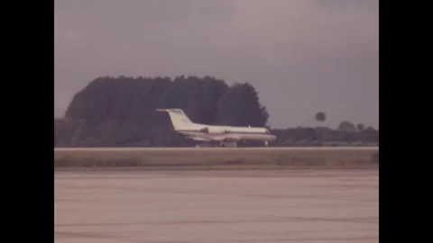 FLORIDA - 1981 - The Shuttle Training Aircraft takes off from the Kennedy Space Stock Footage 340661589