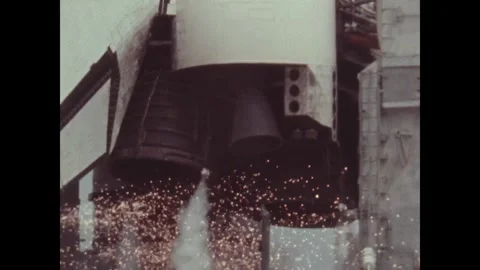 FLORIDA - 1982 - Slow motion close-up view of ignition as the STS-3's thrusters Stock Footage 340582939