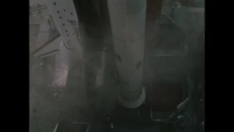 FLORIDA - 1984 - High angle view of STS 51-A's launch from the Kennedy Space Stock Footage 340661767