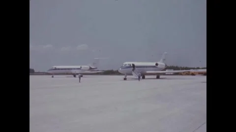 FLORIDA - 1984 - The Shuttle Training Aircraft taxis at the Kennedy Space Stock Footage 340661745