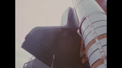 FLORIDA - 1984 - Various low-level angles of the STS-41-D on its launch pad at Stock Footage 340661768