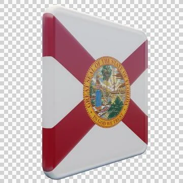 Florida 3d illustration flag on pole. Wood flagpole Stock Illustration