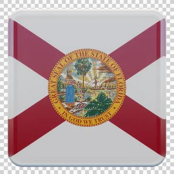 Florida 3d illustration flag on pole. Wood flagpole Stock-Illustration
