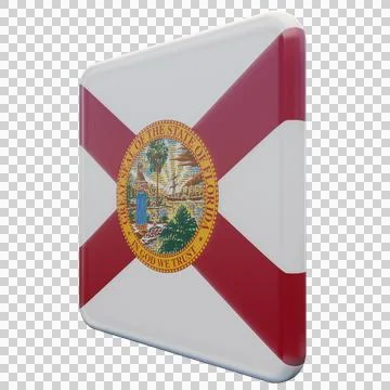 Florida 3d illustration flag on pole. Wood flagpole Stock-Illustration