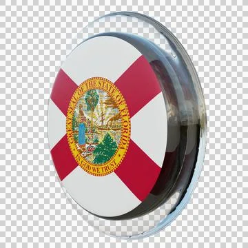 Florida 3d illustration flag on pole. Wood flagpole Ilustración de archivo