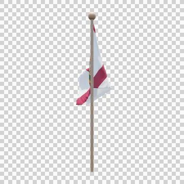 Florida 3d illustration flag on pole. Wood flagpole Stock Illustration