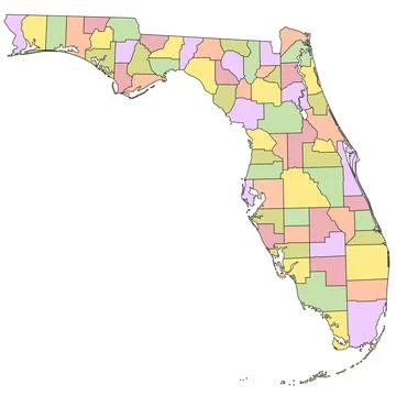 Florida administrative map. Florida with counties and different colors, bla.. イラスト素材