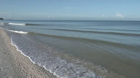 Florida Beach Coastline - rippling waves from Gulf Stock Footage 78550925