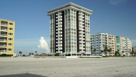 Florida Beach Front Hotels 4k Stock Footage