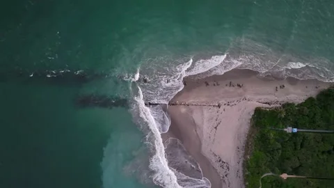 Florida Beach Jetty Break - Drone 4k Stock Footage 170796708