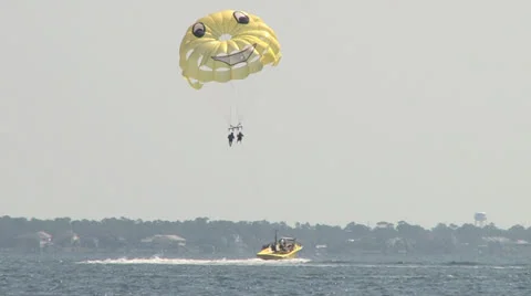 Florida Beach Parasailing Stock Footage 25191670