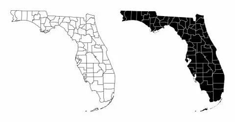 Florida County Maps Stock Illustration
